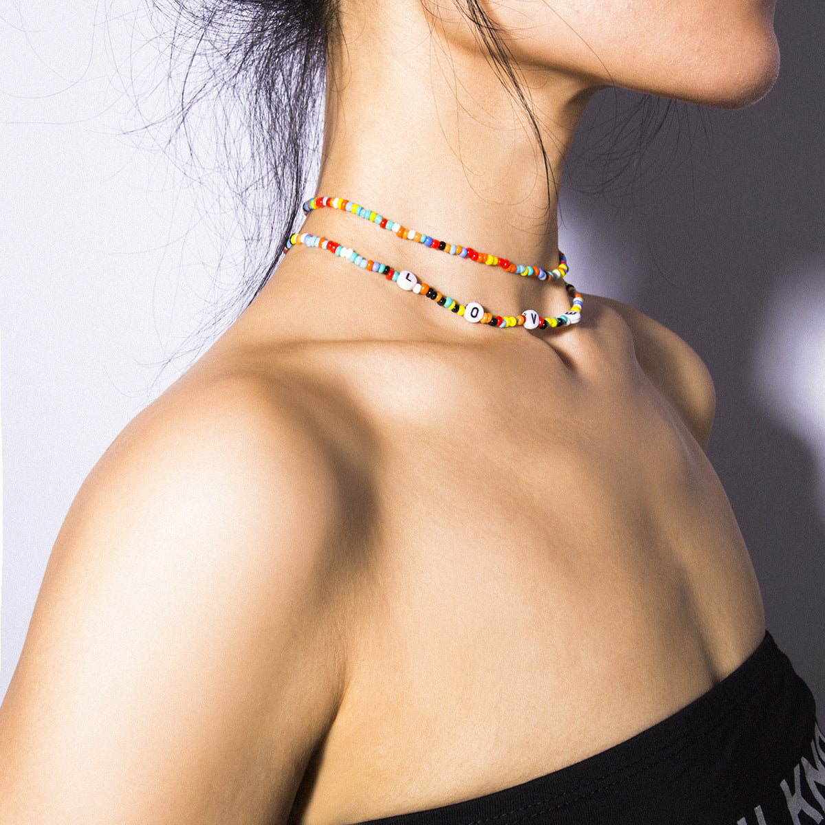 Wholesale Double Beaded Beads Love Necklace